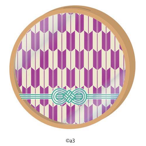 (Goods - Key Chain Cover) Round Character Frame 33 - Traditional Arrow Fletching Pattern (Violet)