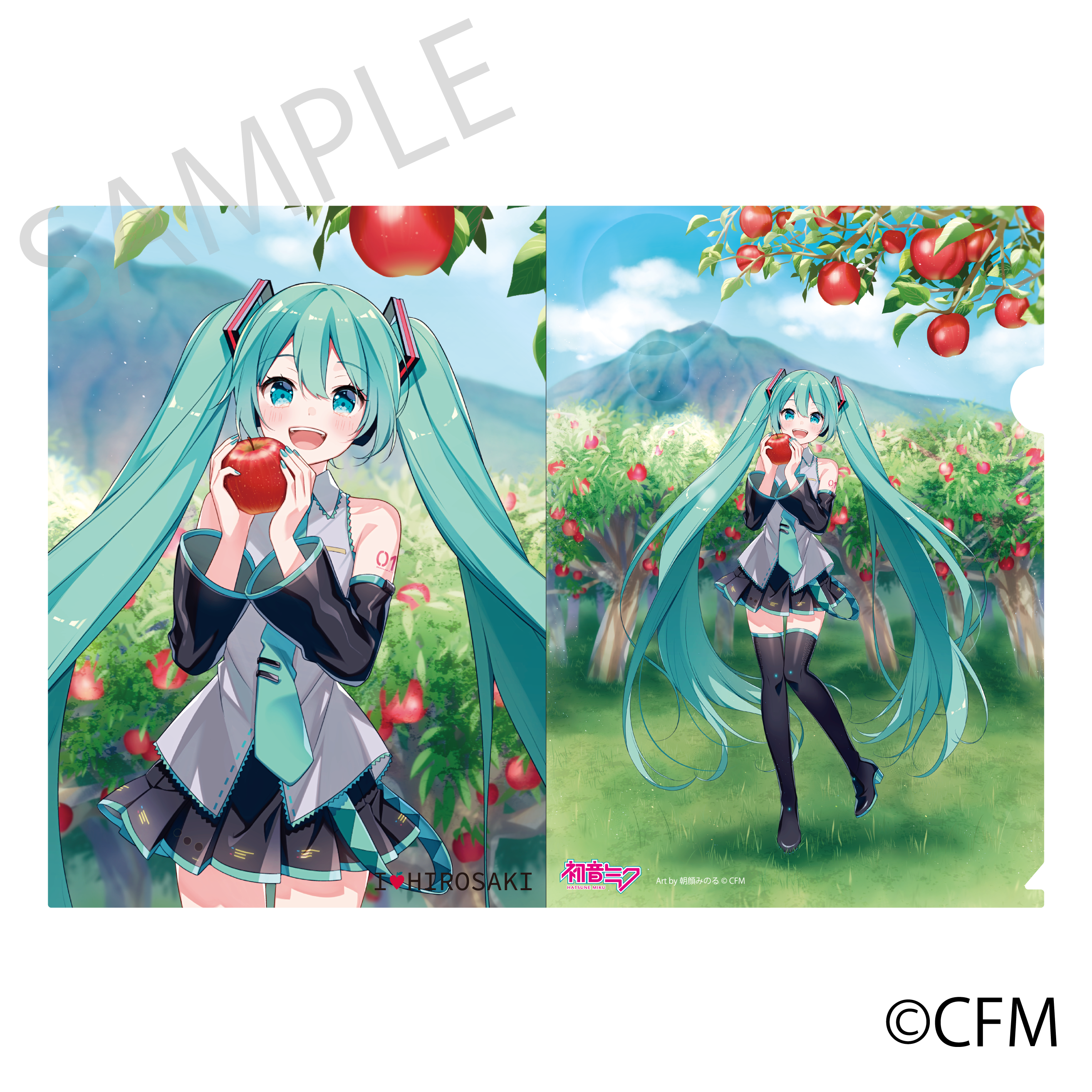 (Goods - Clear File) Hatsune Miku × Hirosaki Apple Clear File Folder - Art by Asagao Minoru