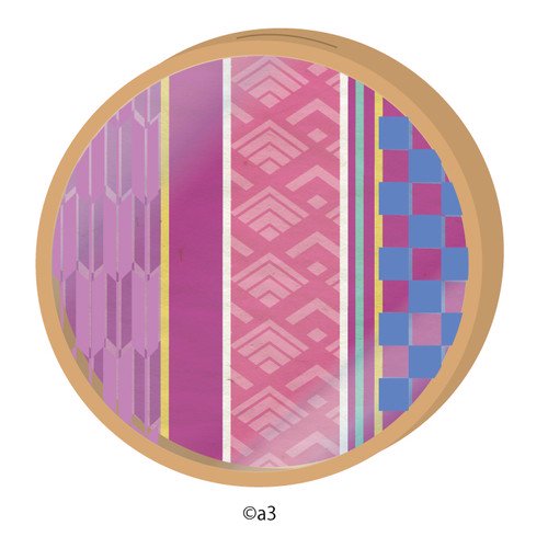 (Goods - Key Chain Cover) Round Character Frame 34 - Traditional Pattern Mix (Violet)