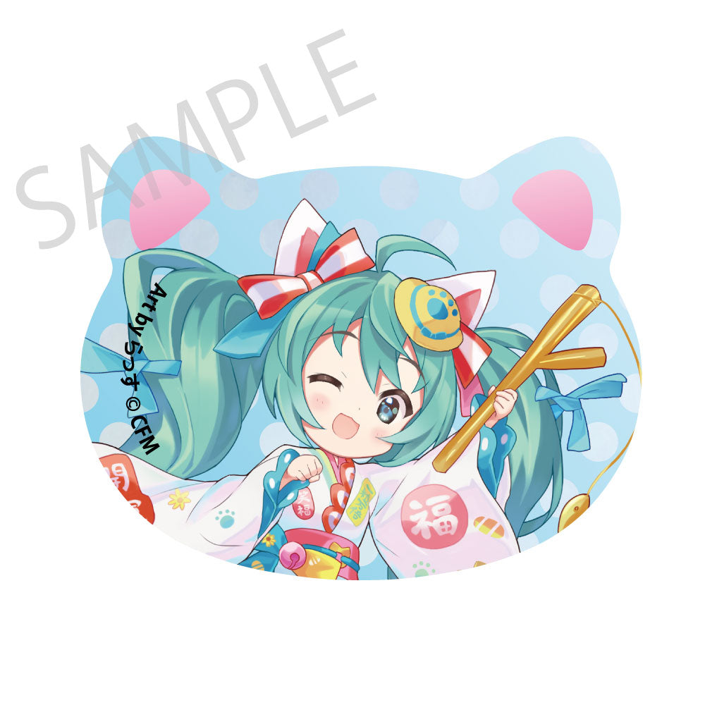 (Goods - Badge) Hatsune Miku x Lucky Cat x Midsummer Kumagaya Cat-shaped Tin Badge Hatsune Miku White Cat 1 Art by Rassu