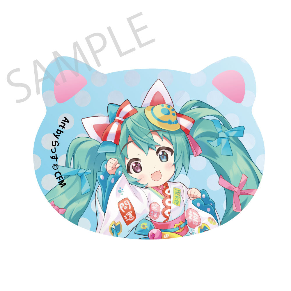 (Goods - Badge) Hatsune Miku x Lucky Cat x Midsummer Kumagaya Cat-shaped Tin Badge Hatsune Miku White Cat 2 Art by Rassu