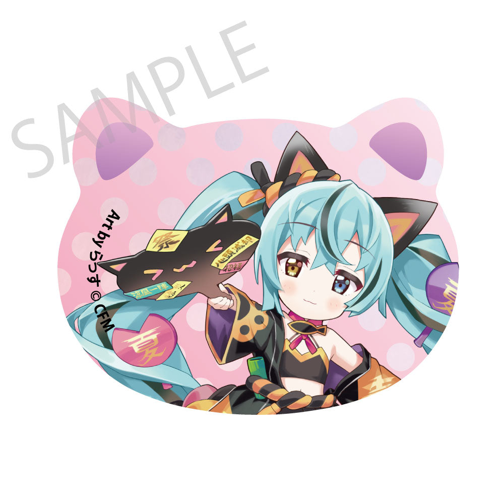 (Goods - Badge) Hatsune Miku x Lucky Cat x Midsummer Kumagaya Cat-shaped Tin Badge Hatsune Miku Black Cat 1 Art by Rassu