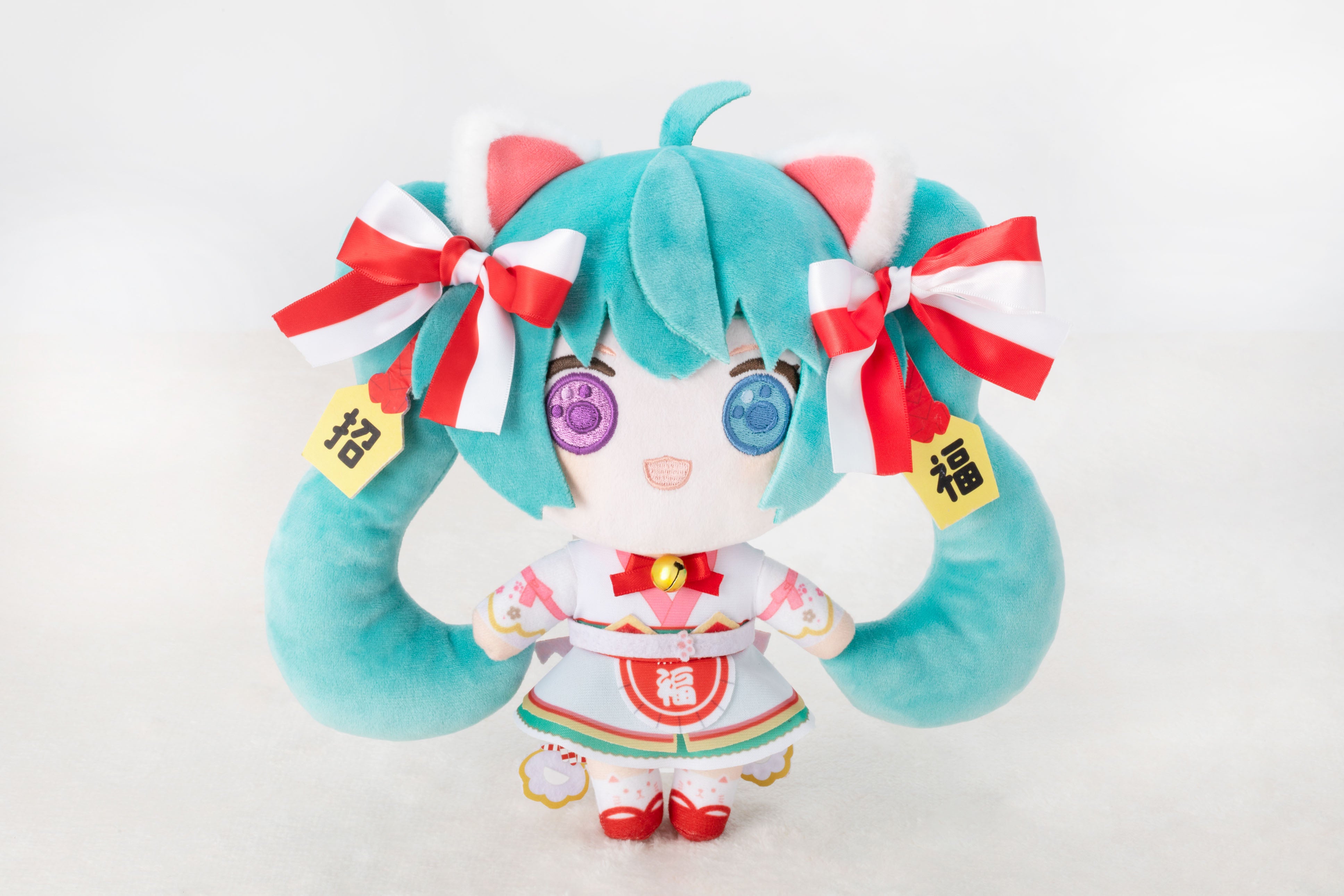 (Goods - Plush) Hatsune Miku x Lucky Cat Hatsune Miku White Cat Plush Standard Art by Rassu