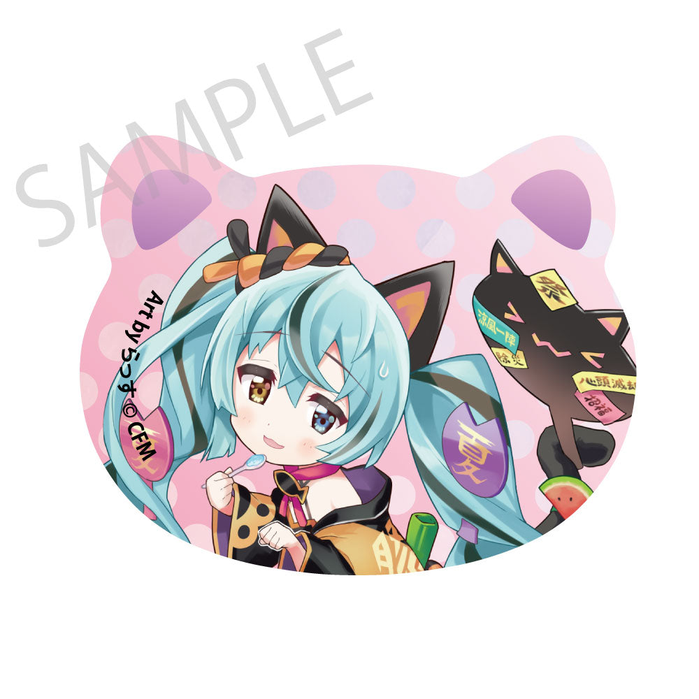 (Goods - Badge) Hatsune Miku x Lucky Cat x Midsummer Kumagaya Cat-shaped Tin Badge Hatsune Miku Black Cat 2 Art by Rassu