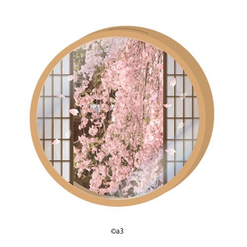(Goods - Key Chain Cover) Round Character Frame 42 - Tradition Japanese Window (Cherry Blossom)
