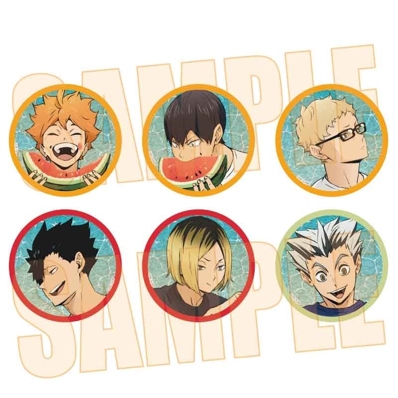 (1BOX=6)(Goods - Badge) Haikyu!! Anime Trading Glitter Button Badge Watermelon