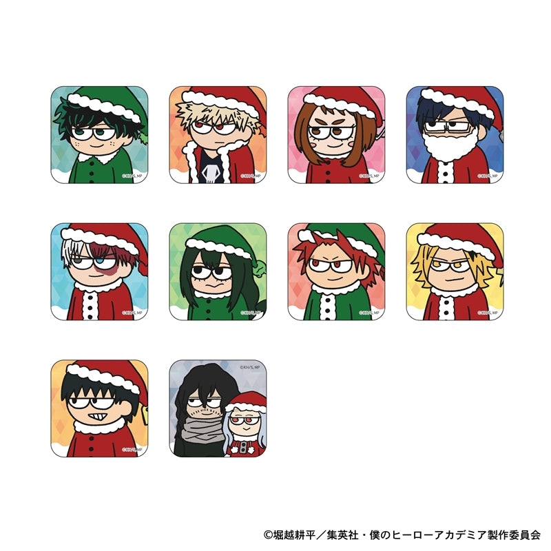 (1BOX=10)(Goods - Badge) My Hero Academia Jirori Square Badge - Christmas ver. (10 Types)