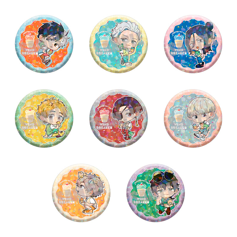 (1BOX=8)(Goods - Badge) WIND BREAKER Trading Holographic Button Badge STUFFED TOY ver. (8 Types Total)