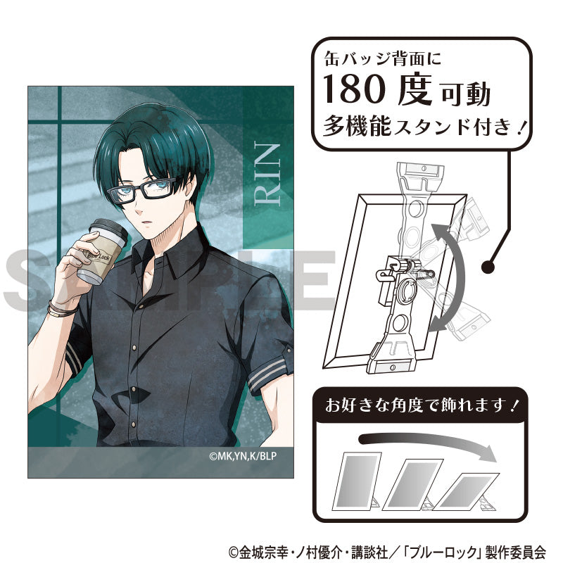 (Goods - Badge) Blue Lock Art Button Badge Rin Itoshi Holiday Glasses Nuance Color