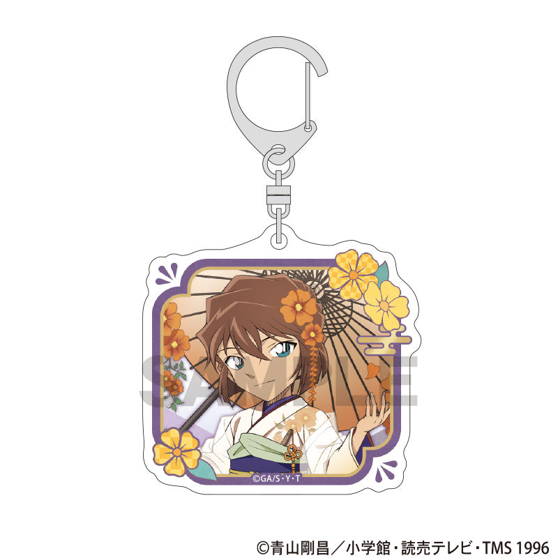 (1BOX=8)(Goods - Keychain) Detective Conan Trading Acrylic Keychain Autumn Flowers Japanese Clothing