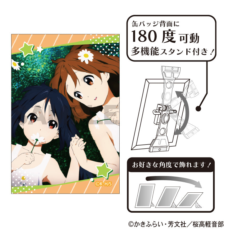(Goods - Badge) K-ON! Art Button Badge Yui Hirasawa & Azusa Nakano