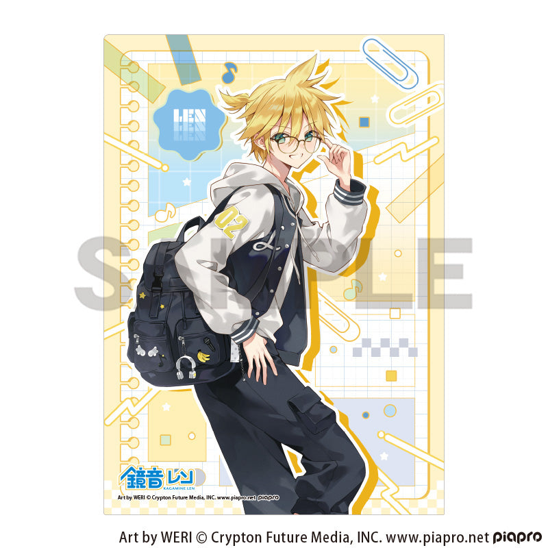 (Goods - Clear File) Hatsune Miku Single Clear File Kagamine Len Glasses Style