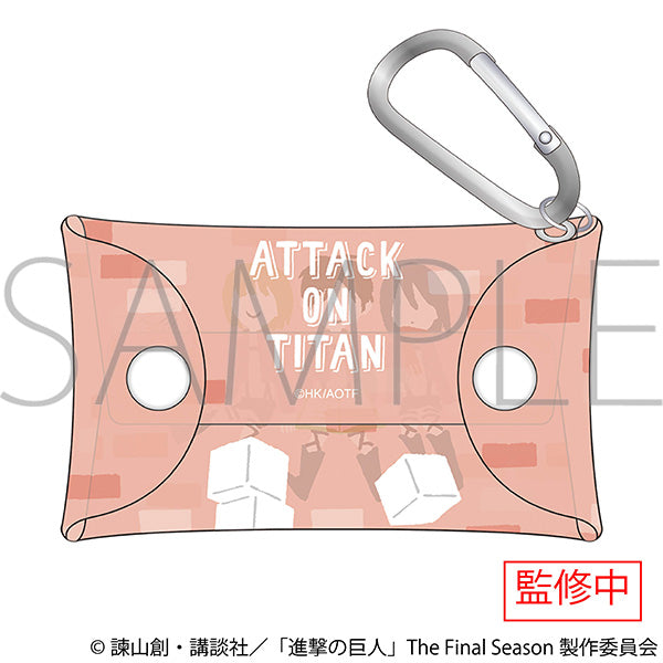 (Goods - Pouch) Attack on Titan Clear Pouch w/Carabiner Yuru Palette Eren & Mikasa & Armin