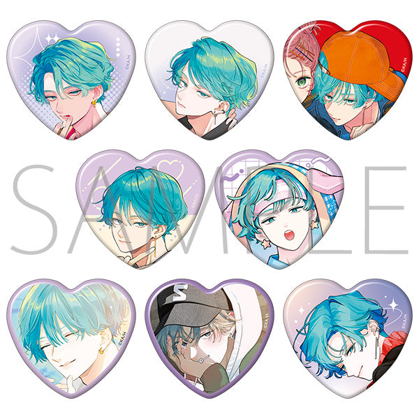 [※Blind](1BOX=8)(Goods - Badge) It Takes More Than a Pretty Face to Fall in Love Heart-shaped Oshi Chara Badge Collection Kanato Ugo