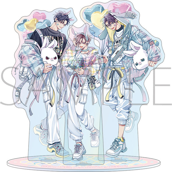 (Goods - Acrylic Stand) The Feisty Omega and His Twin Mates (Tsuyogari Omega wa Bokura no Tsugai) Iridescent Acrylic Stand Set