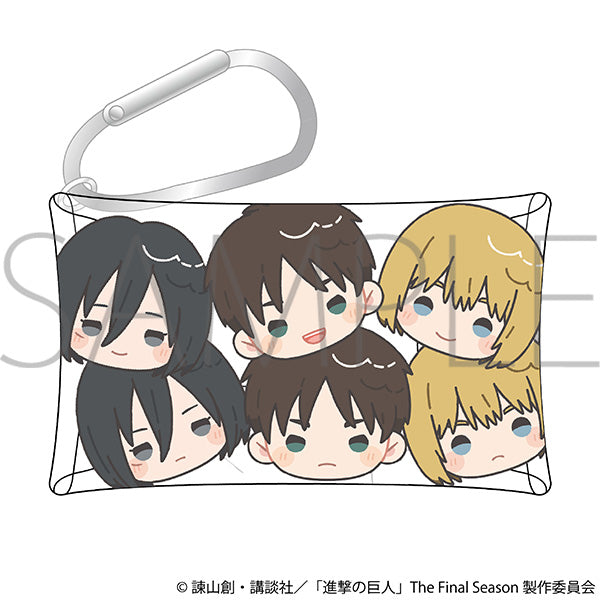 (Goods - Pouch) Attack on Titan Clear Pouch w/Carabiner / Eren, Mikasa, Armin
