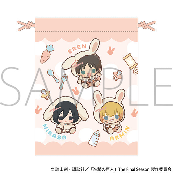 (Goods - Drawstring Pouch) Attack on Titan Drawstring Pouch / (Baby) Eren, Mikasa, Armin