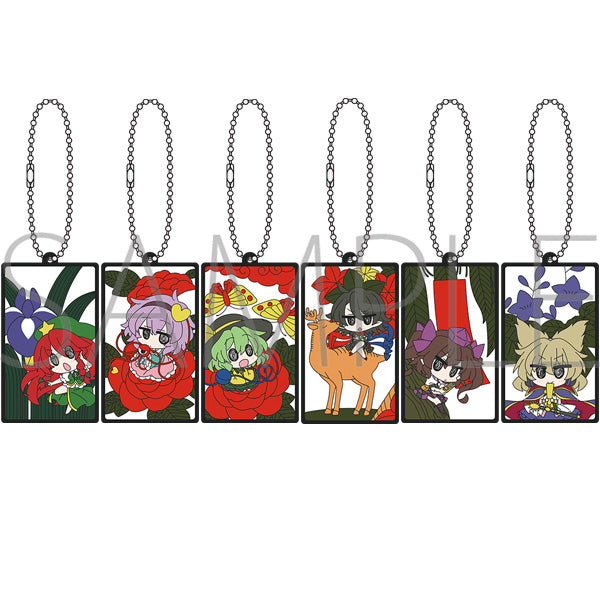 (1BOX=6)(Goods - Key Chain) Touhou Project Hanafuda Rubber Key Chain Collection / Vol. 2