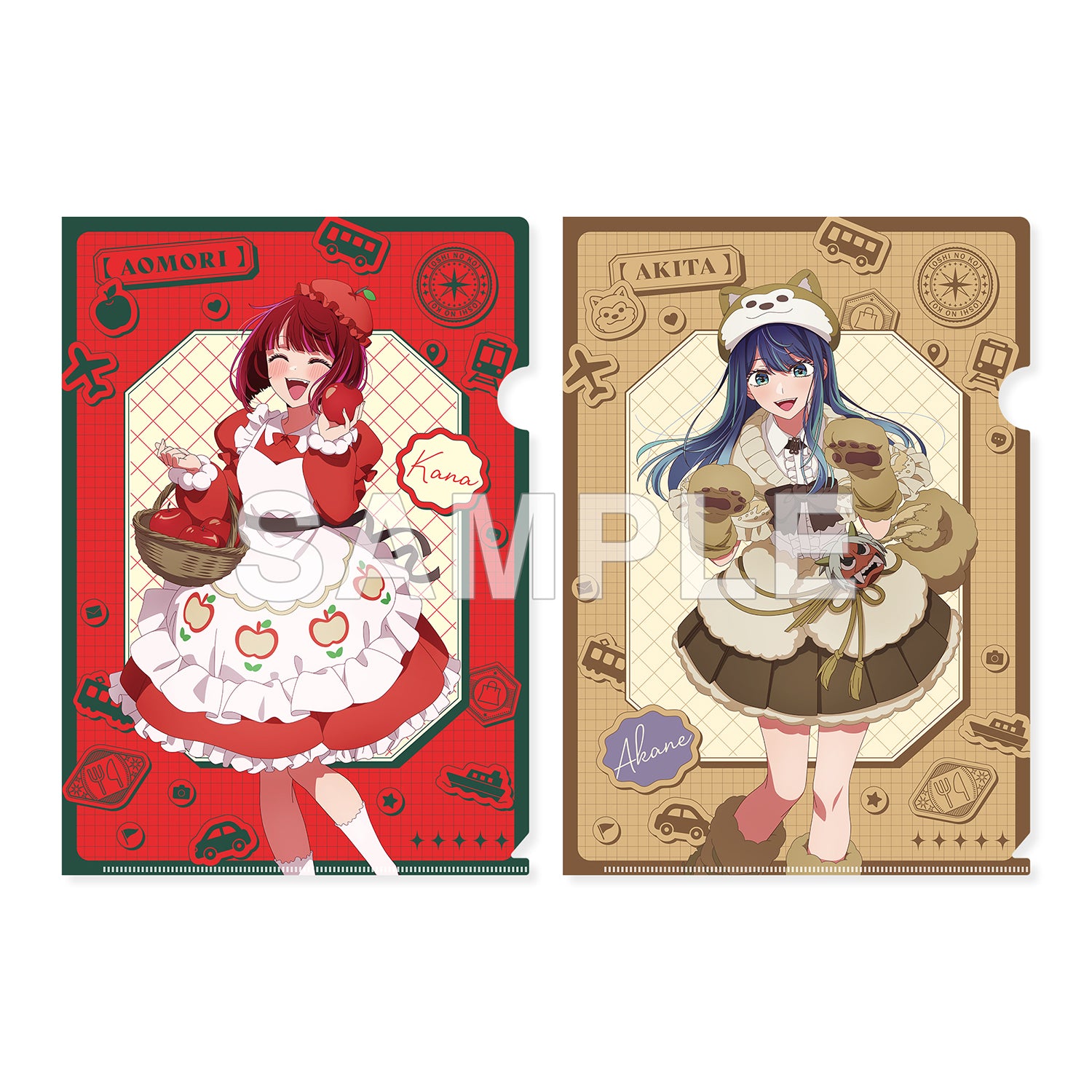 (Goods - Clear File) OSHI NO KO [47 TODOFUKEN NO KO] Clear File Set Kana Arima (Aomori Prefecture) & Akane Kurokawa (Akita Prefecture)