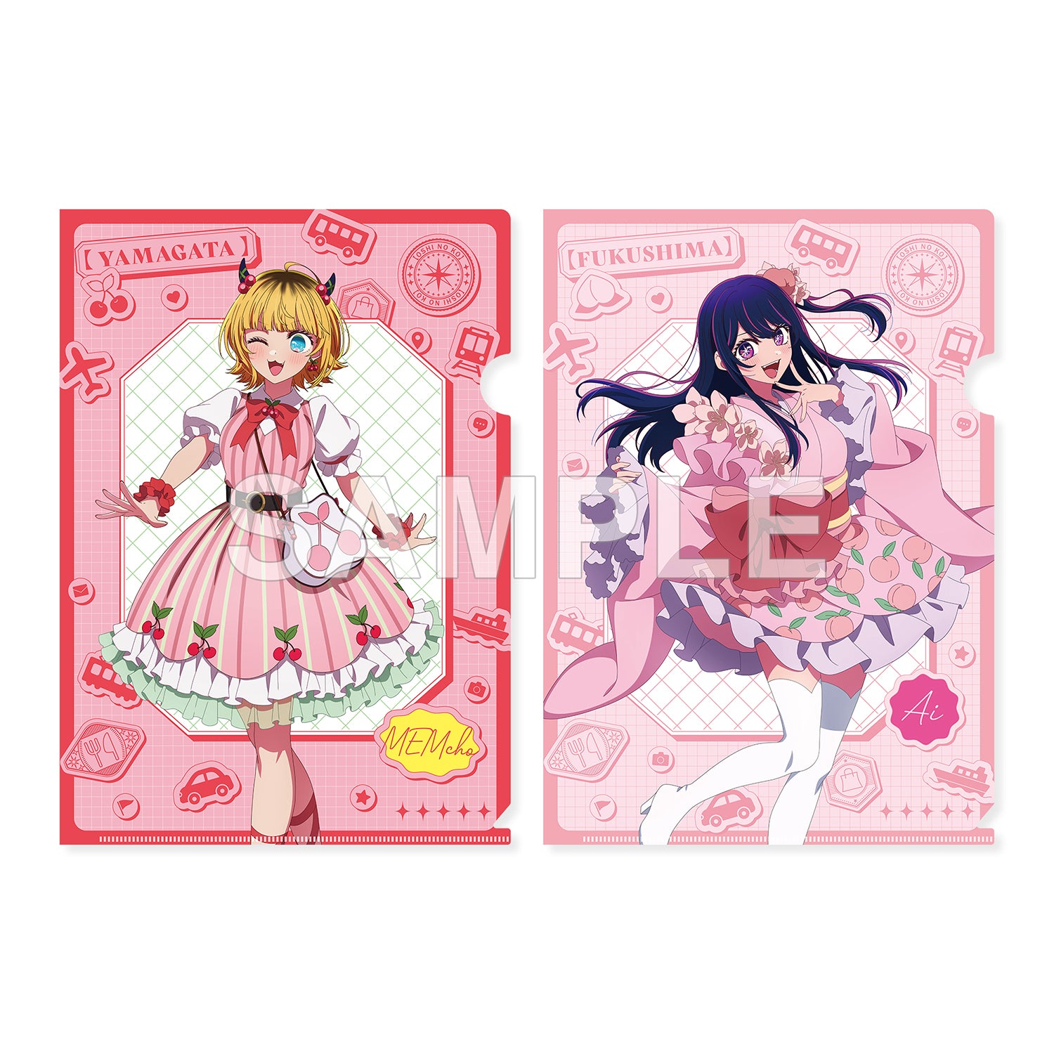 (Goods - Clear File) OSHI NO KO [47 TODOFUKEN NO KO] Clear File Set MEMcho (Yamagata Prefecture) & Ai (Fukushima Prefecture)