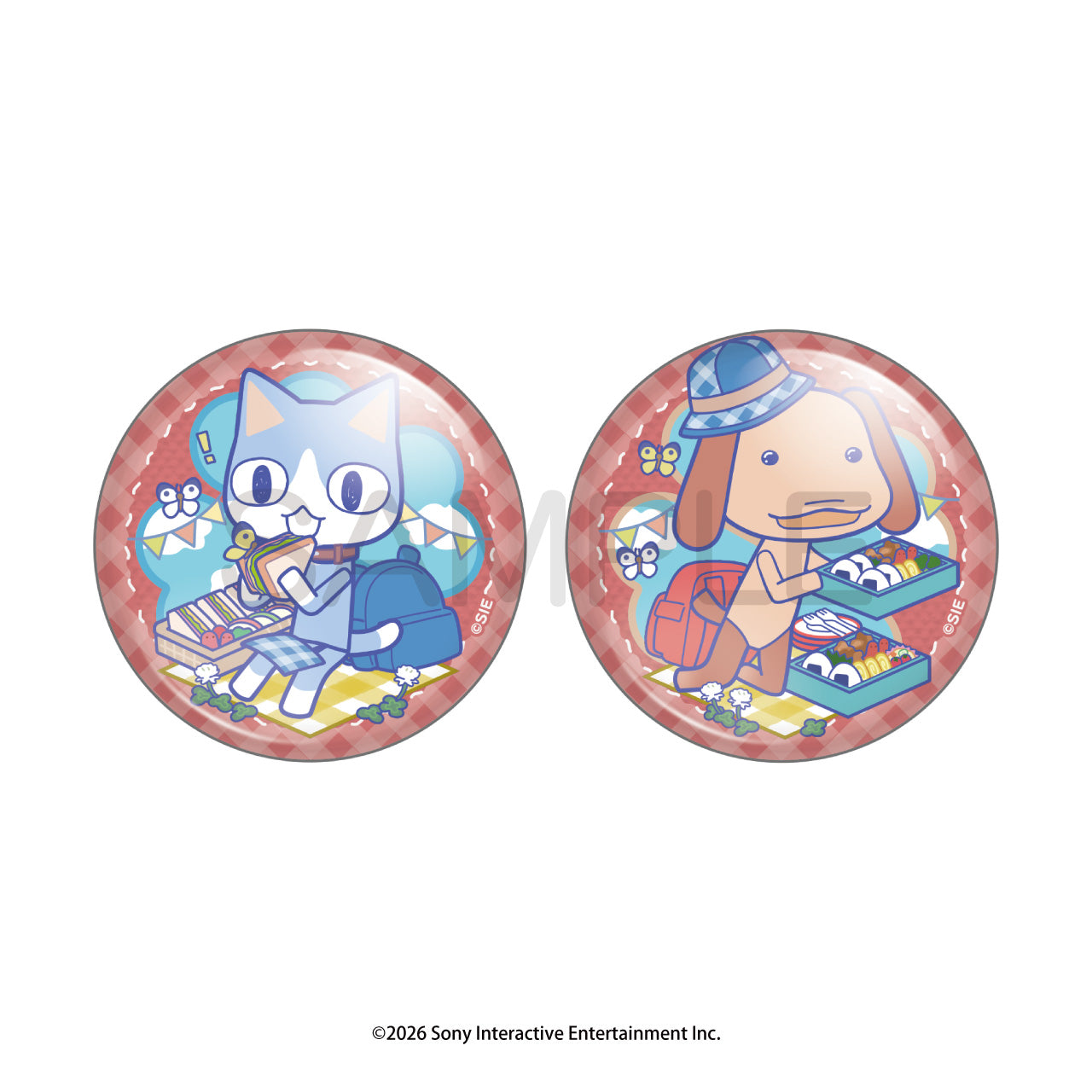 (Goods - Badge) Toro and Friends (Doko Demo Issyo) Picnic Demo Issyo Button Badge Set <Sora & Pierre>