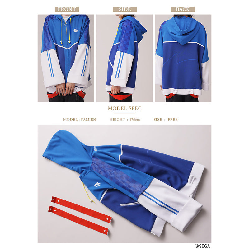 (Goods - Outerwear) Sonic the Hedgehog x Favorite Collab * Sonic - Sound-speed Hedgehog 1-Way Sleeve Scuba Knit Hoodie