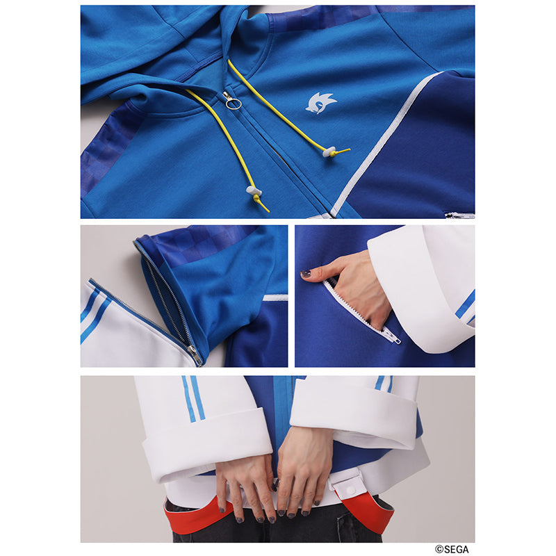 (Goods - Outerwear) Sonic the Hedgehog x Favorite Collab * Sonic - Sound-speed Hedgehog 1-Way Sleeve Scuba Knit Hoodie