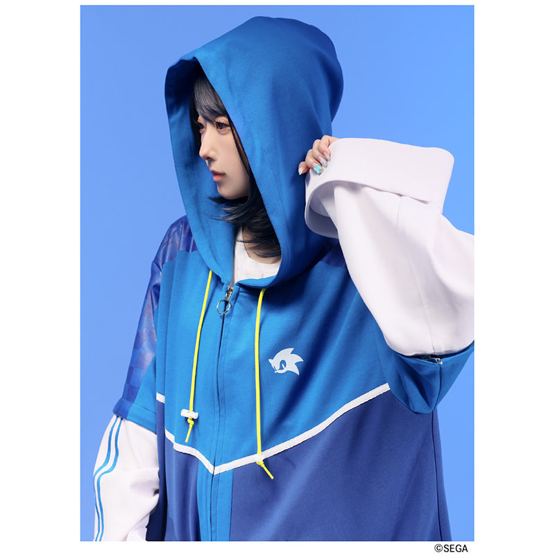 (Goods - Outerwear) Sonic the Hedgehog x Favorite Collab * Sonic - Sound-speed Hedgehog 1-Way Sleeve Scuba Knit Hoodie