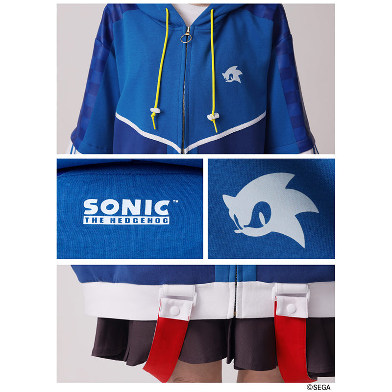 (Goods - Outerwear) Sonic the Hedgehog x Favorite Collab * Sonic - Sound-speed Hedgehog 1-Way Sleeve Scuba Knit Hoodie