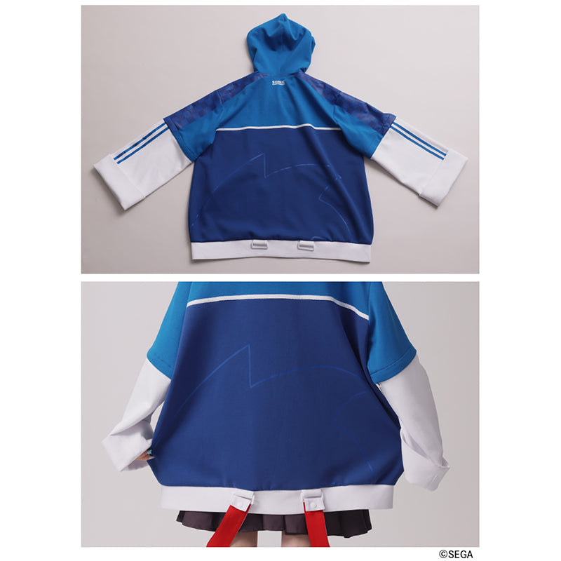(Goods - Outerwear) Sonic the Hedgehog x Favorite Collab * Sonic - Sound-speed Hedgehog 1-Way Sleeve Scuba Knit Hoodie