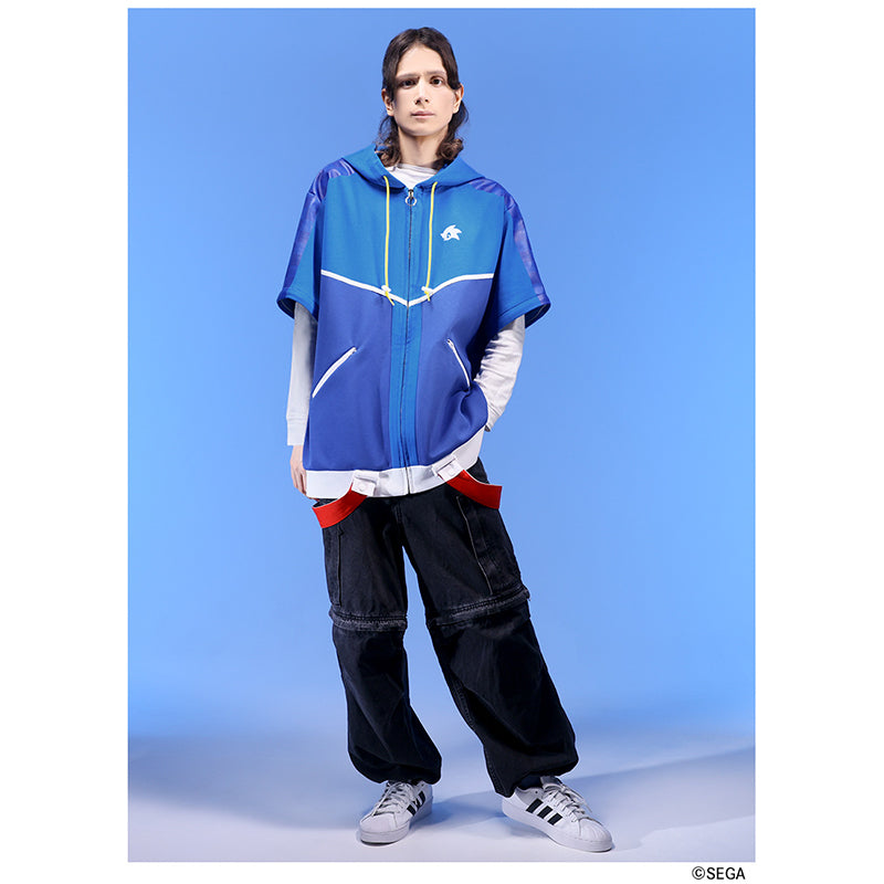 (Goods - Outerwear) Sonic the Hedgehog x Favorite Collab * Sonic - Sound-speed Hedgehog 1-Way Sleeve Scuba Knit Hoodie