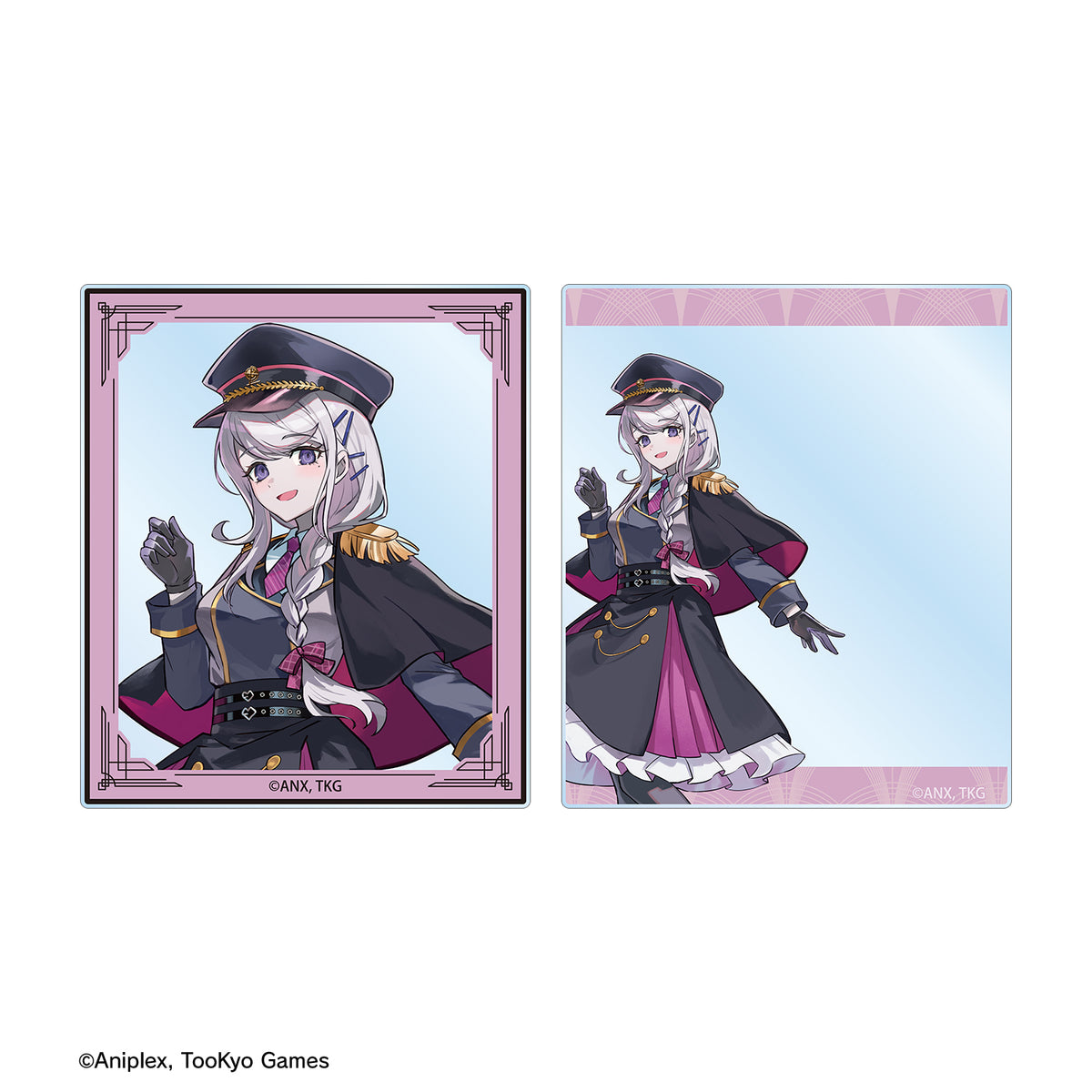 (Goods - Card) HUNDRED LINE Last Defense Academy Art by Karasu BTK Nozomi Kirifuji Military ver. Acrylic Card Set of 2 Karatez Collab