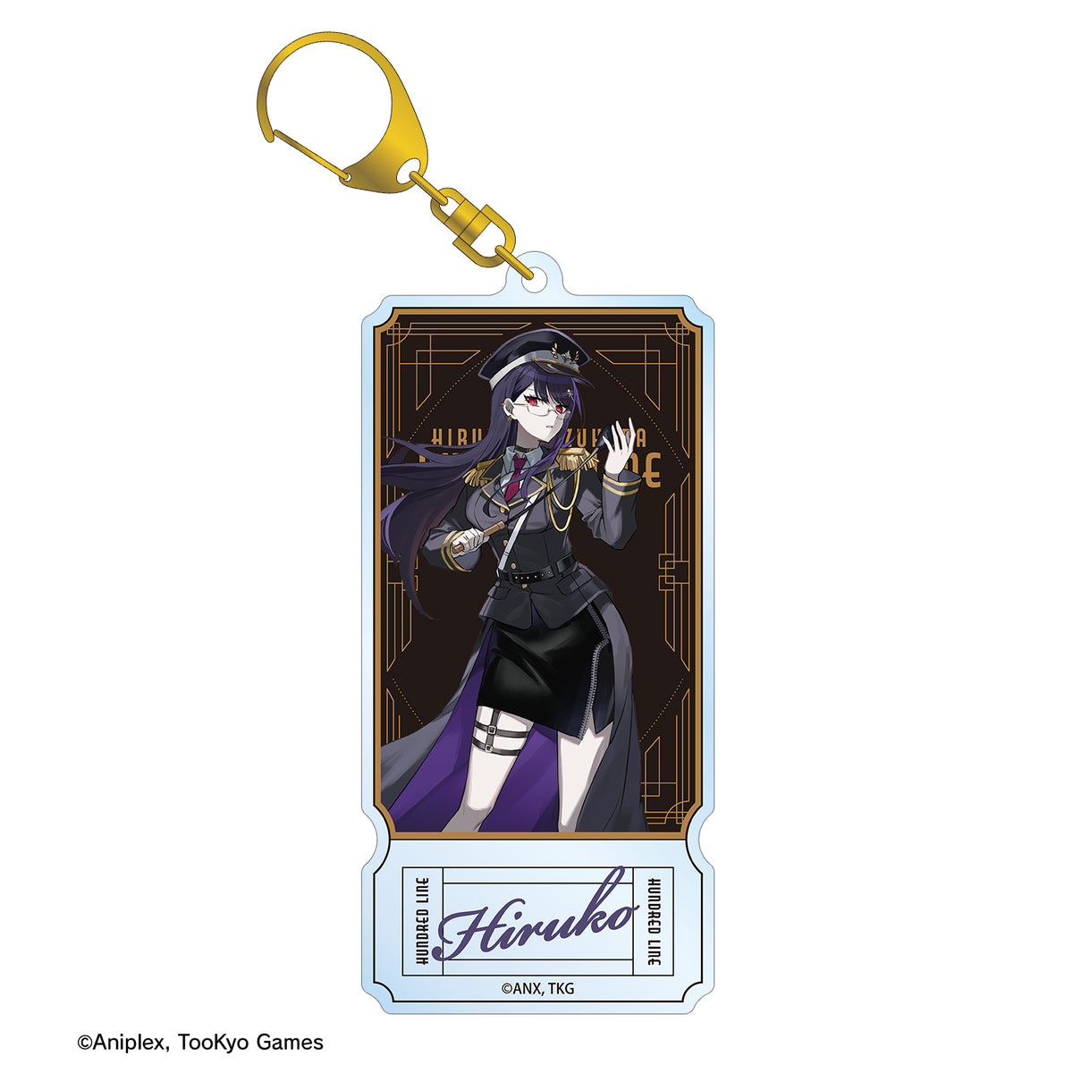 (Goods - Keychain) HUNDRED LINE Last Defense Academy Art by Karasu BTK Hiruko Shizuhara Military ver. Ticket Style BIG Acrylic Keychain Karatez Collab