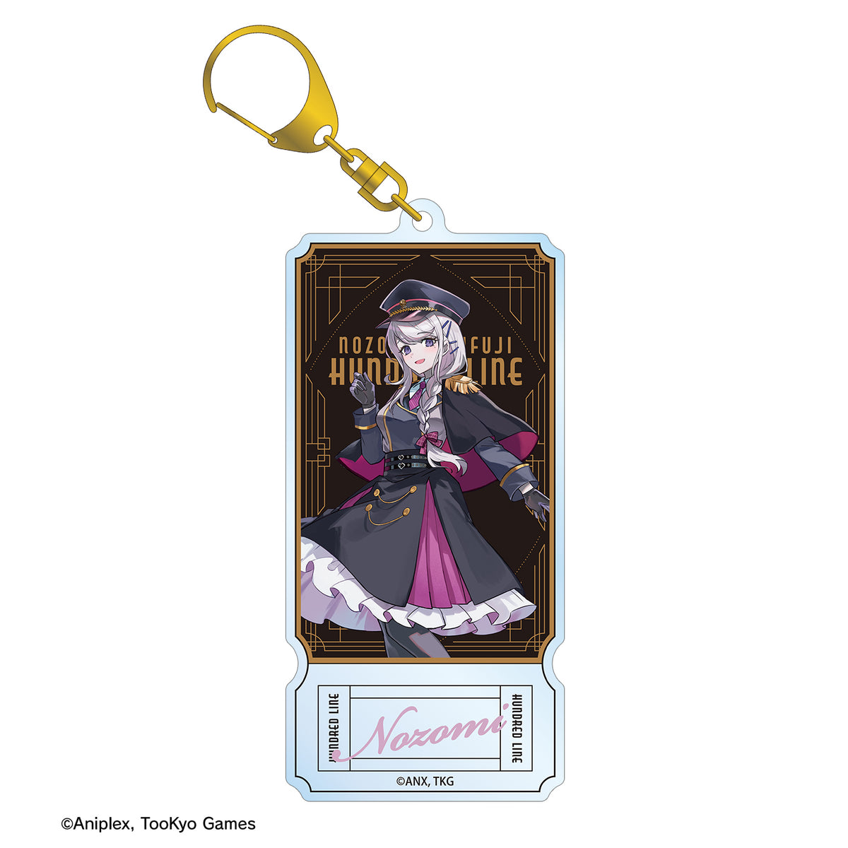(Goods - Keychain) HUNDRED LINE Last Defense Academy Art by Karasu BTK Nozomi Kirifuji Military ver. Ticket Style BIG Acrylic Keychain Karatez Collab