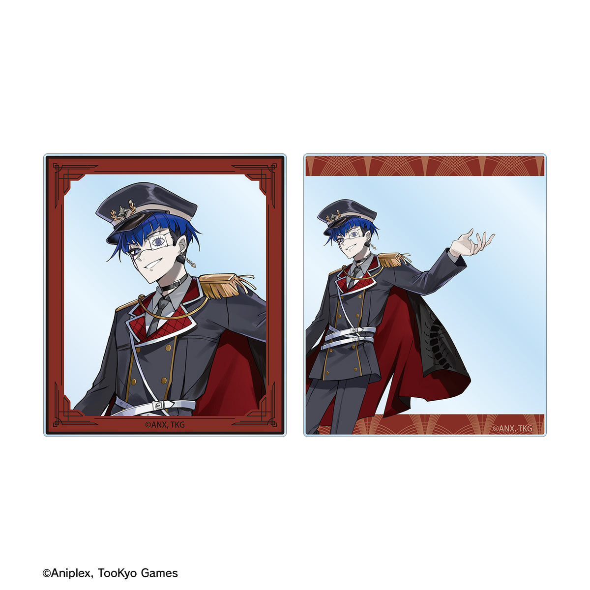 (Goods - Card) HUNDRED LINE Last Defense Academy Art by Karasu BTK Yugamu Omokage Military ver. Acrylic Card Set of 2 Karatez Collab