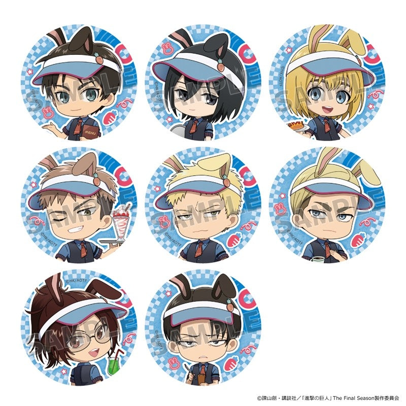 [※Blind](1BOX=8)(Goods - Badge) Attack on Titan Trading Button Badge (Bunny Ears Diner/Chibi)