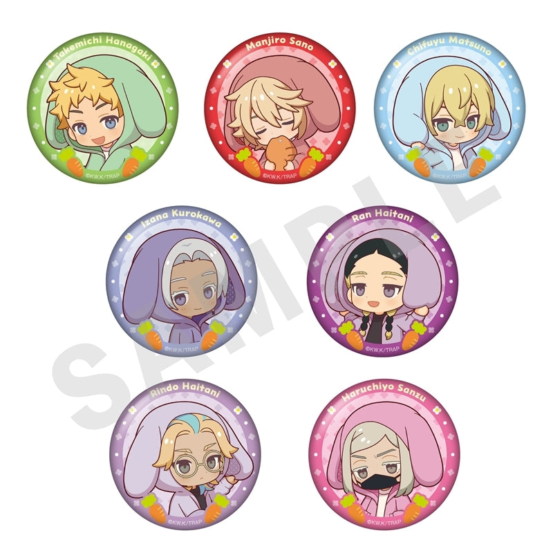 (1BOX=7)(Goods - Badge) Tokyo Revengers Chibi Bunny Ears Series Trading Button Badge (7 Types)