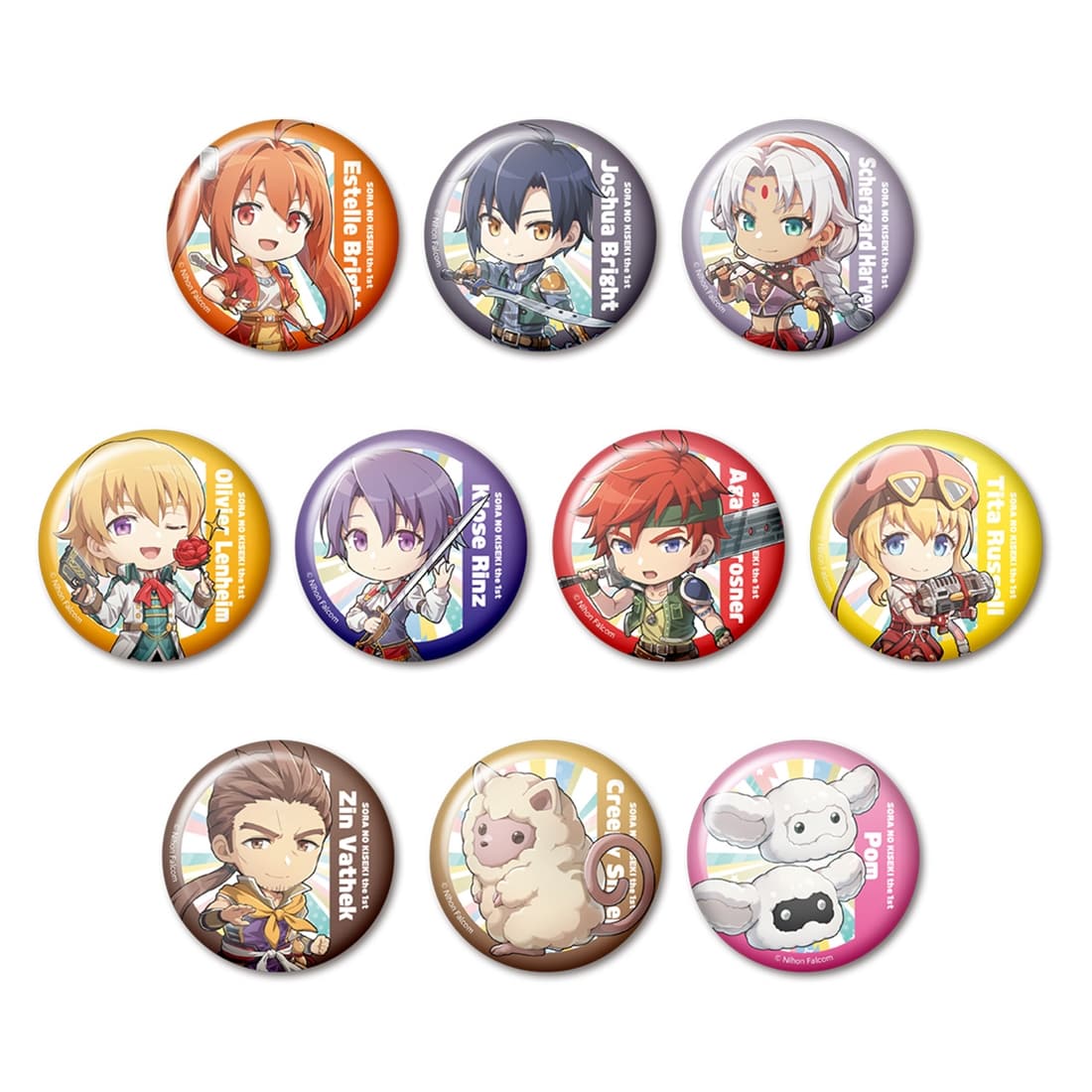 (1BOX=10)(Goods - Badge) Trails in the Sky 1st Chapter Chibi Character Tradable Tin Badge