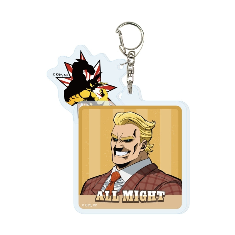 (Goods - Keychain) My Hero Academia 2-Part Acrylic Keychain All Might American Retro Ver.