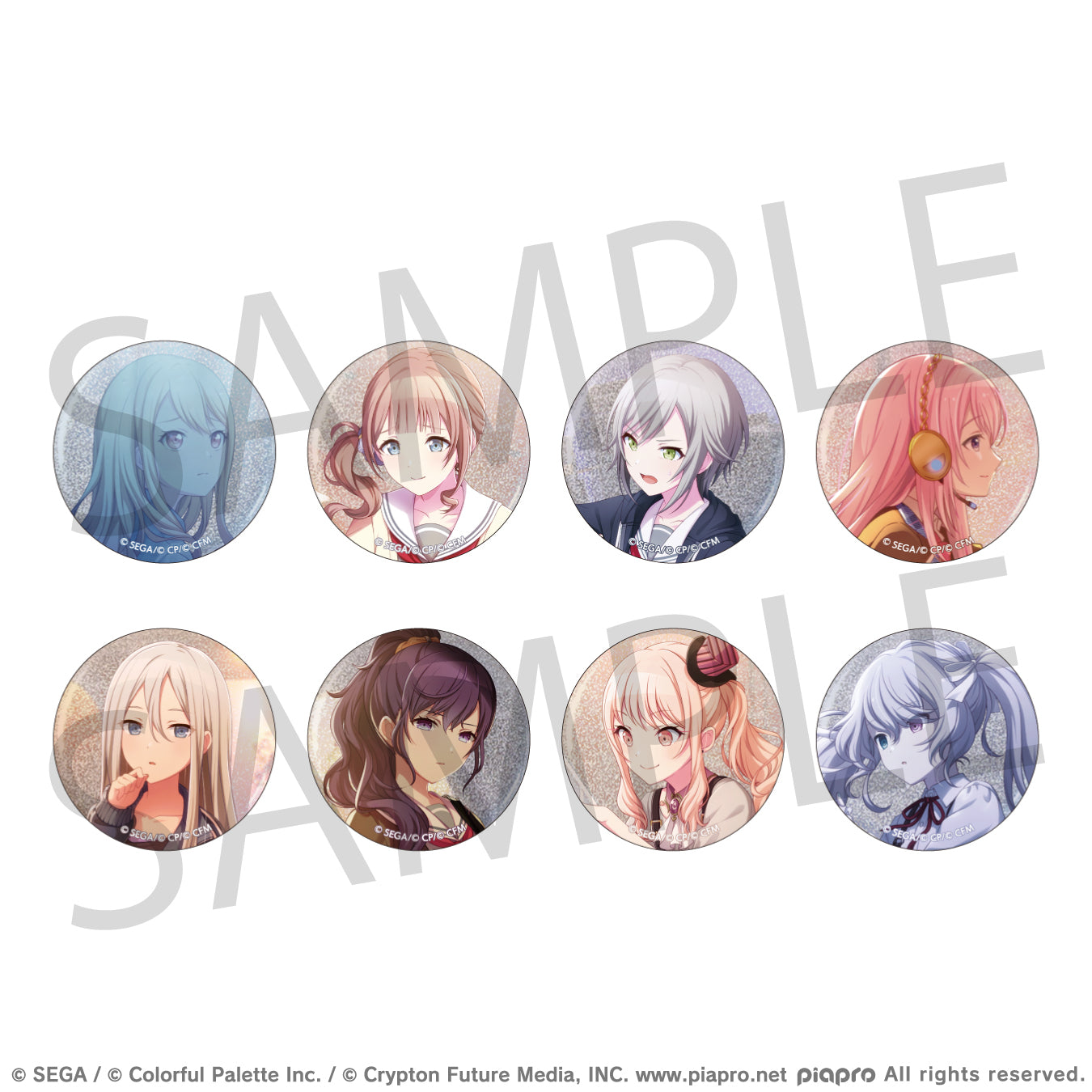 (1BOX=8)(Goods - Badge) Hatsune Miku: Colorful Stage! Glitter Button Badge Event Art Collection Vol.1 A