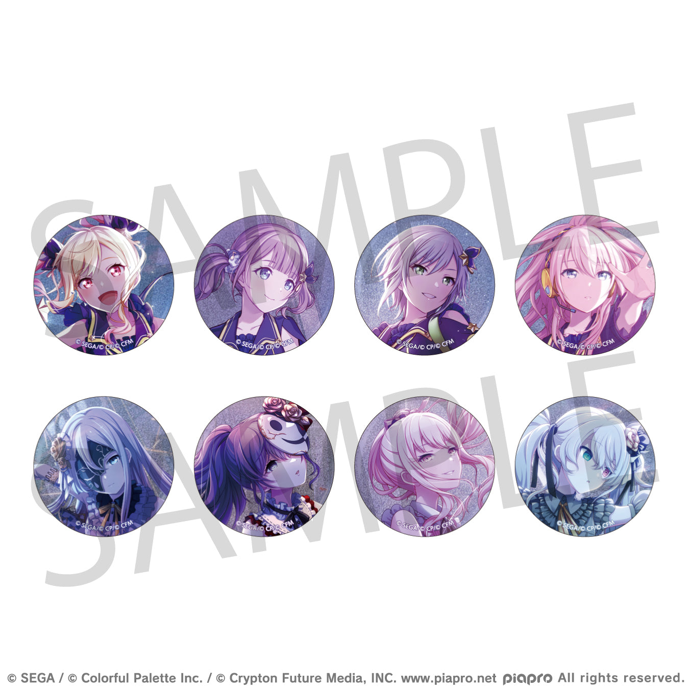 (1BOX=8)(Goods - Badge) Hatsune Miku: Colorful Stage! Glitter Button Badge Event Art Collection Vol.2 A