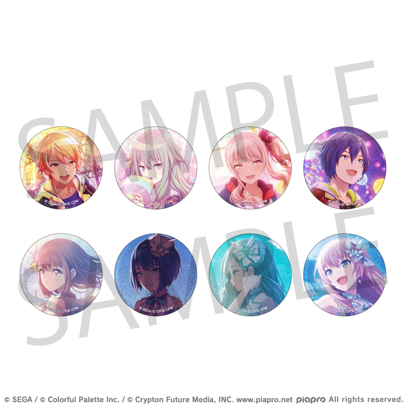 (1BOX=8)(Goods - Badge) Hatsune Miku: Colorful Stage! Glitter Button Badge Event Art Collection Vol.6 A