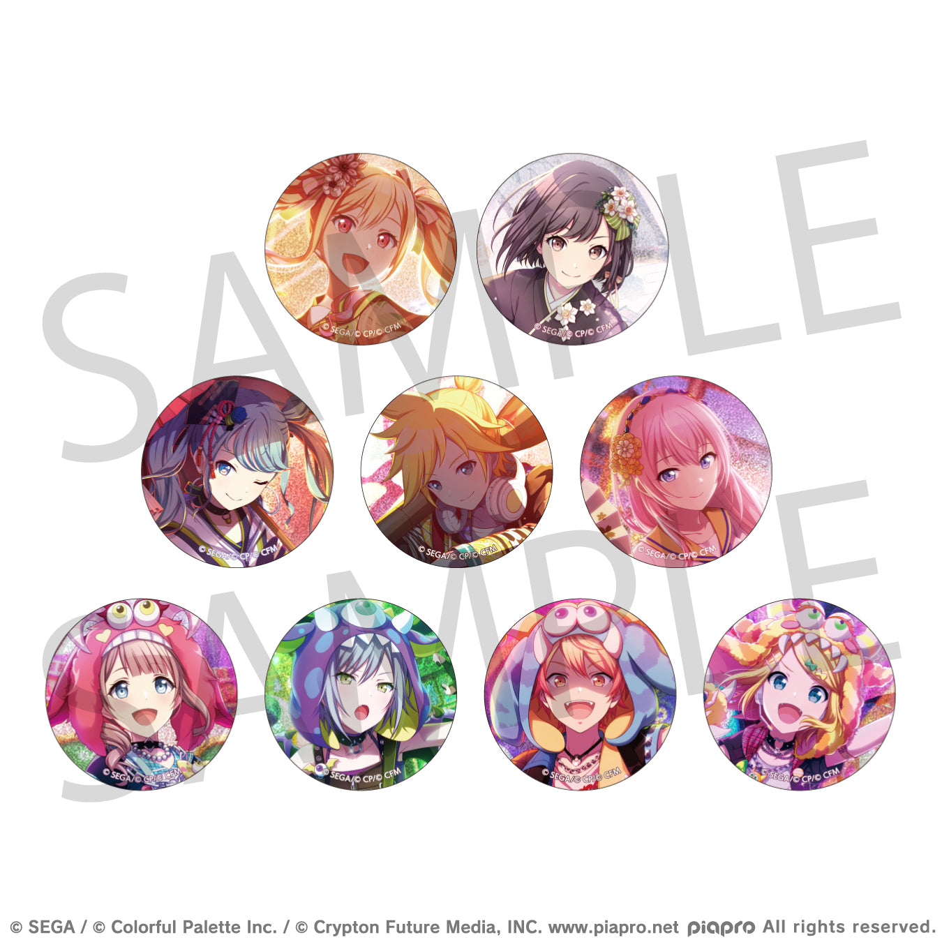 (1BOX=9)(Goods - Badge) Hatsune Miku: Colorful Stage! Glitter Button Badge Event Art Collection Vol.6 B