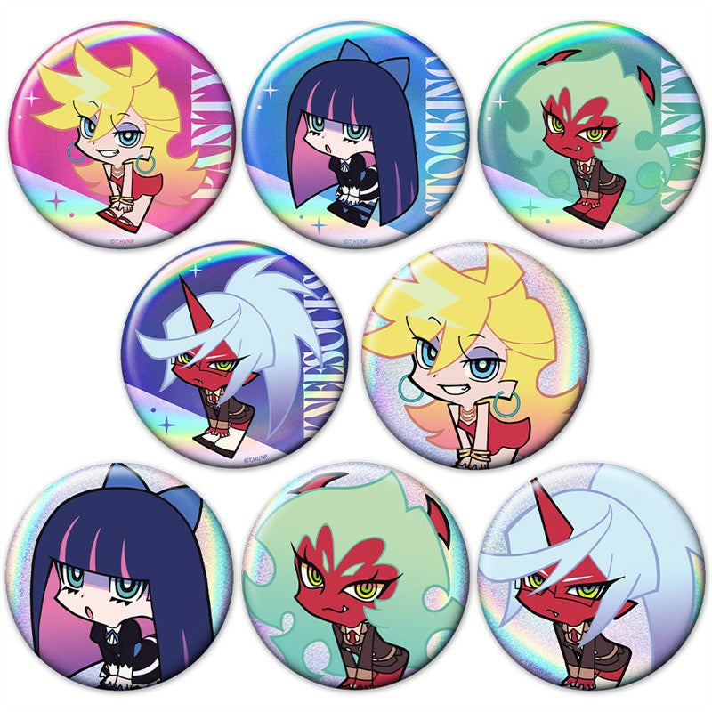 (1BOX=8)(Goods - Badge) New PANTY & STOCKING with GARTERBELT Tsunpittsu Trading Holographic Button Badge 8 Types Total