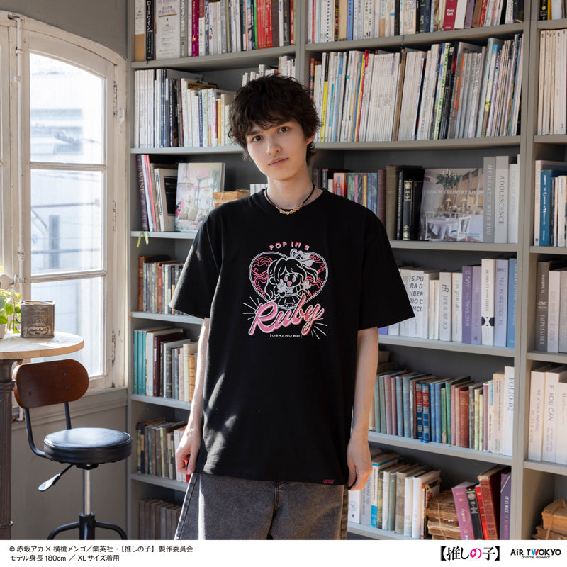 (Goods - Shirt) TV Anime Oshi no Ko Vol.2 Monotone Scene Art T-shirt 3 (Ruby) Black