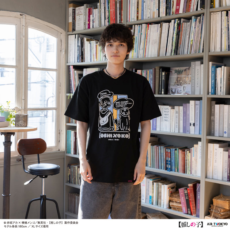 (Goods - Shirt) TV Anime Oshi no Ko Vol.2 Monotone Scene Art T-shirt 2 (Aqua) Black