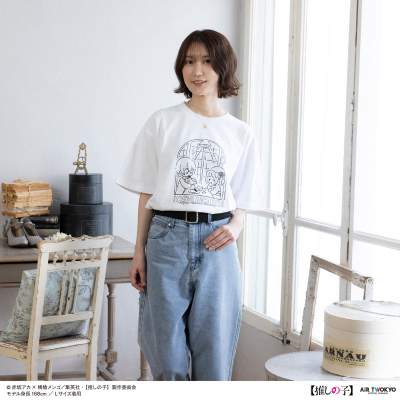 (Goods - Shirt) TV Anime Oshi no Ko Vol.2 Monotone Scene Art T-shirt 4 (Kana Arima & Aqua) White