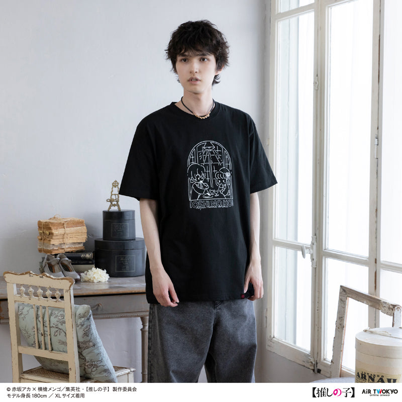 (Goods - Shirt) TV Anime Oshi no Ko Vol.2 Monotone Scene Art T-shirt 4 (Kana Arima & Aqua) Black