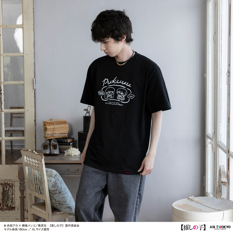 (Goods - Shirt) TV Anime Oshi no Ko Vol.2 Monotone Scene Art T-shirt 5 (Akane Kurokawa & Aqua) Black
