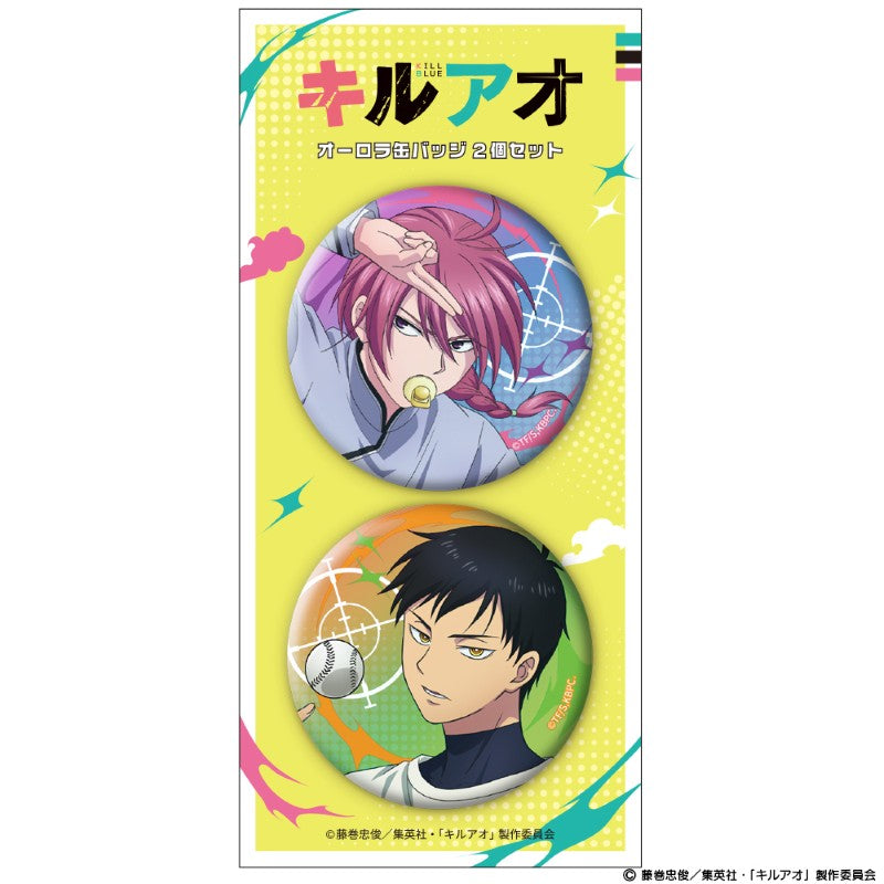 (Goods - Badge) Kill Blue Iridescent Button Badge Set of 2 Shin Kohazame & Tenma Tendo